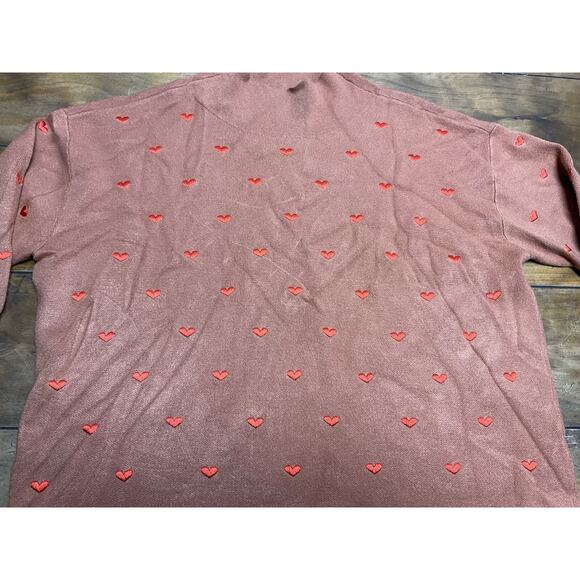ANTHROPOLOGIE MAEVE Carys Mock-Neck Sweater Cedar Embroidered Hearts Size M - Picture 4 of 10